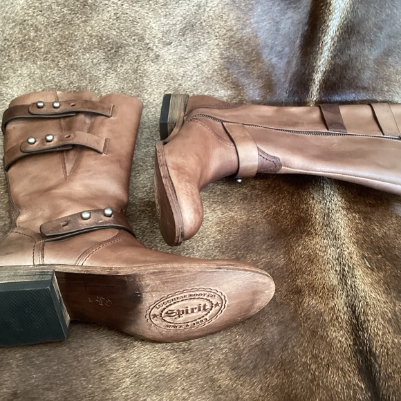 Spirit Lucchese Boot Co Mid Height Wrap Detail Leather Boots - Picture 11 of 11